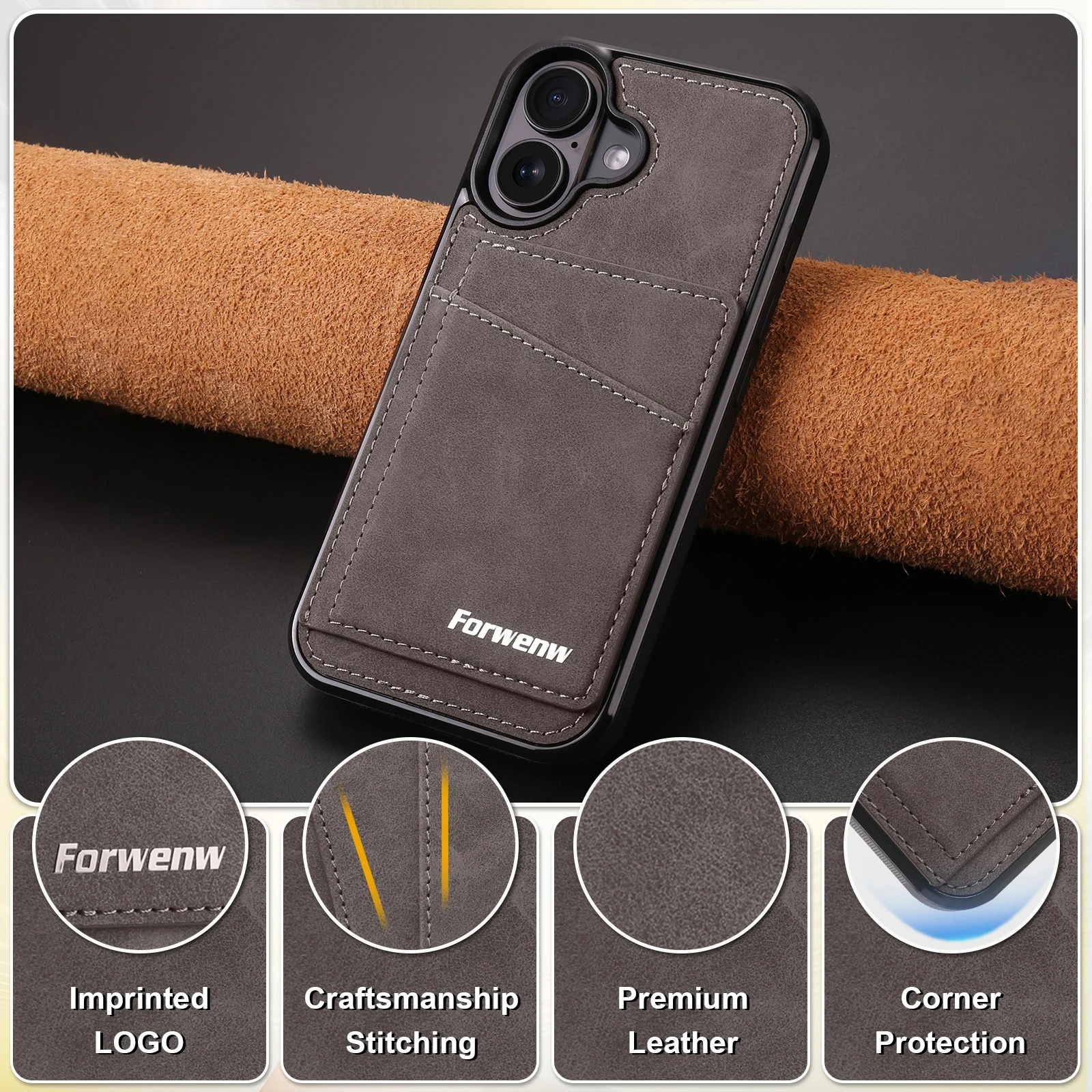 Business Flip Leather Phone Case — Magnetic Wallet Card Holder, Anti-Fingerprint, Anti-Scratch, Dustproof, Non-Slip Full Coverage Cover