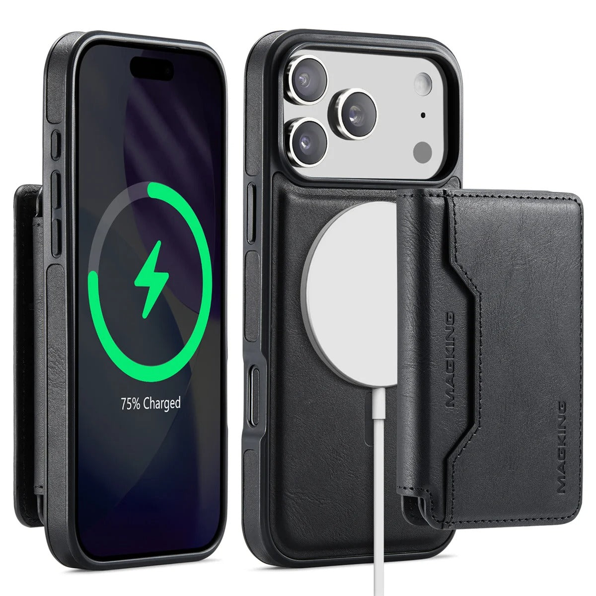 Elite iPhone Detachable Magnetic Leather Wallet Case, MagSafe-Compatible Card Holder with Shock Protection & Scratch Resistance