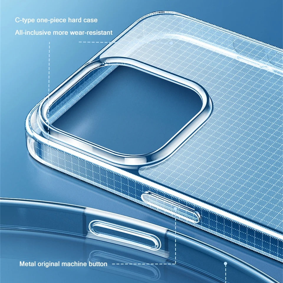 Luxury iPhone Case — MagSafe Clear Shockproof Acrylic Cover with Anti-Fingerprint Anti-Scratch Slim Transparent Design