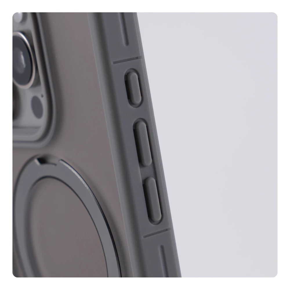 Luxury Magnetic iPhone Case with Strap and Stand — Matte Shockproof Cover, Non-Slip Grip, MagSafe Wireless Charging Ready, Textured Modern Design