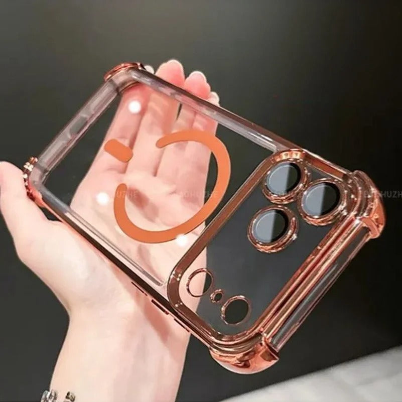 Luxury iPhone Case — Transparent MagSafe Soft TPU Airbag Cover with Shockproof Anti-Knock Clear Full Protection for Wireless Charging