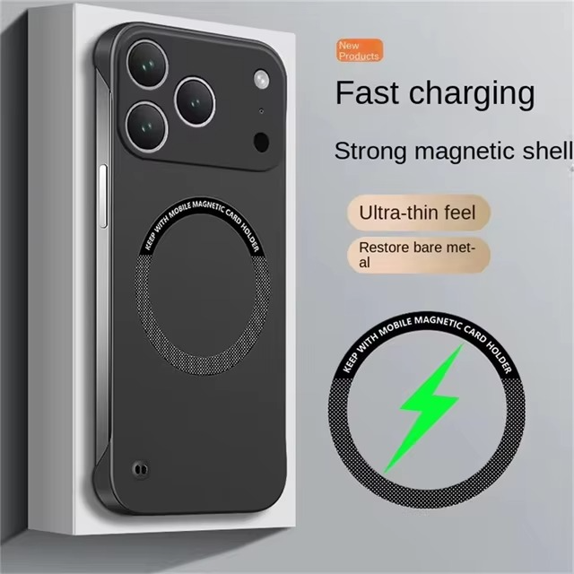 Luxury Ultra-Thin Magnetic iPhone Case — Frameless Hard PC Half-Wrapped Cover, Matte Solid Color, Anti-Fingerprint, Shockproof, Non-Slip, Dustproof