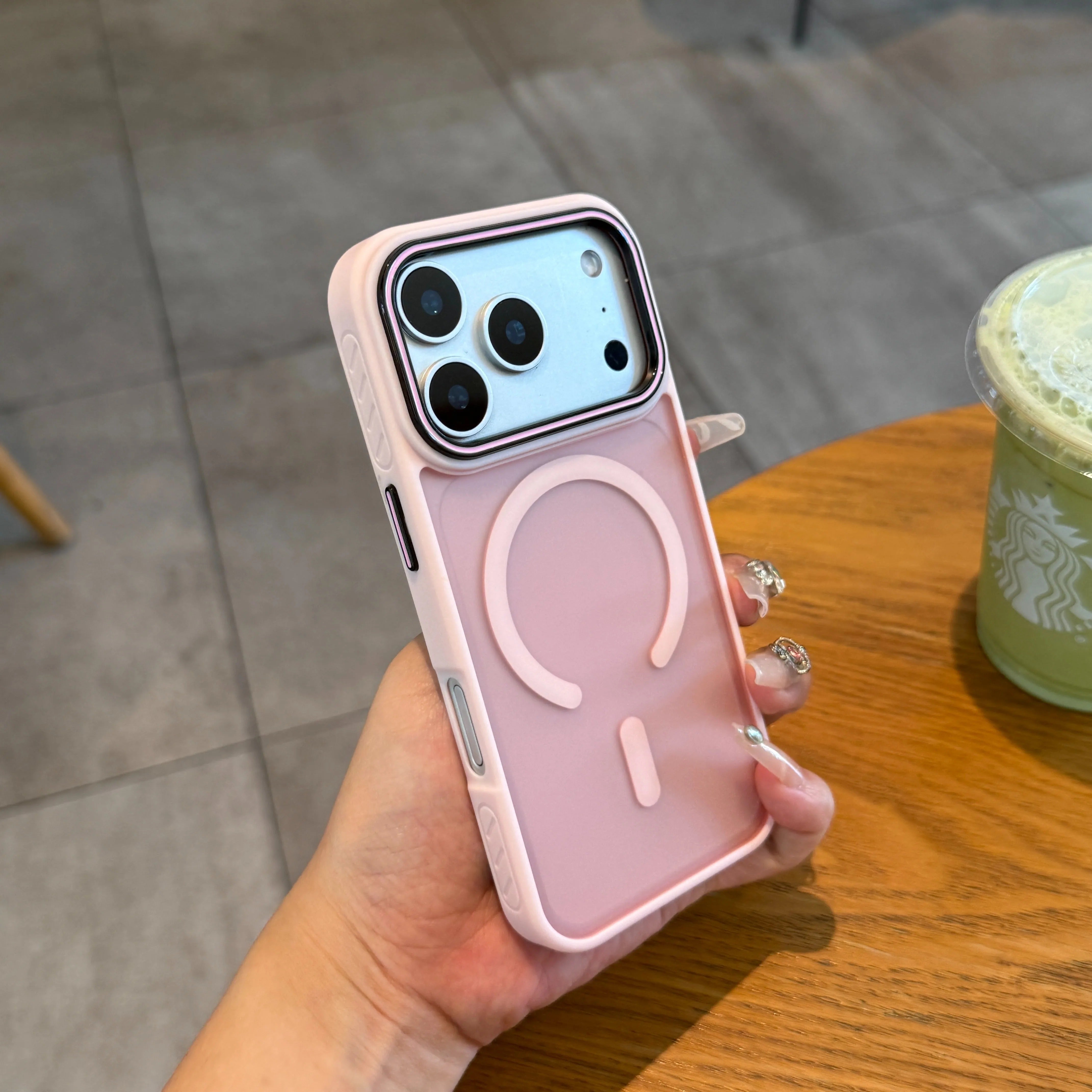 Luxury iPhone Case — Wireless-Charging Matte Magnetic Half-Wrapped TPU Cover with Anti-Fall Shockproof Protection, Anti-Fingerprint, Non-Slip Color-Collision Design