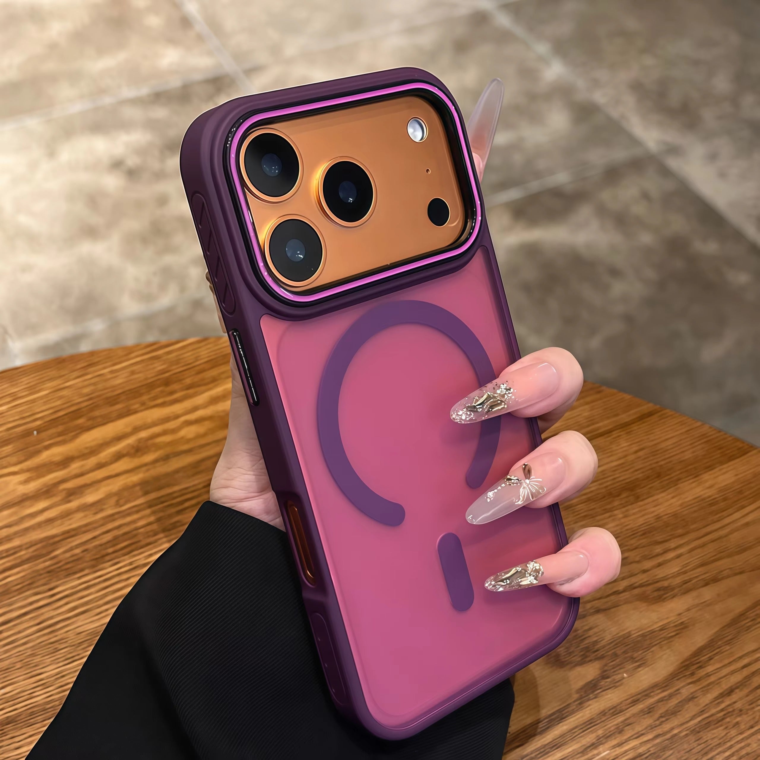 Luxury iPhone Case — Wireless-Charging Matte Magnetic Half-Wrapped TPU Cover with Anti-Fall Shockproof Protection, Anti-Fingerprint, Non-Slip Color-Collision Design