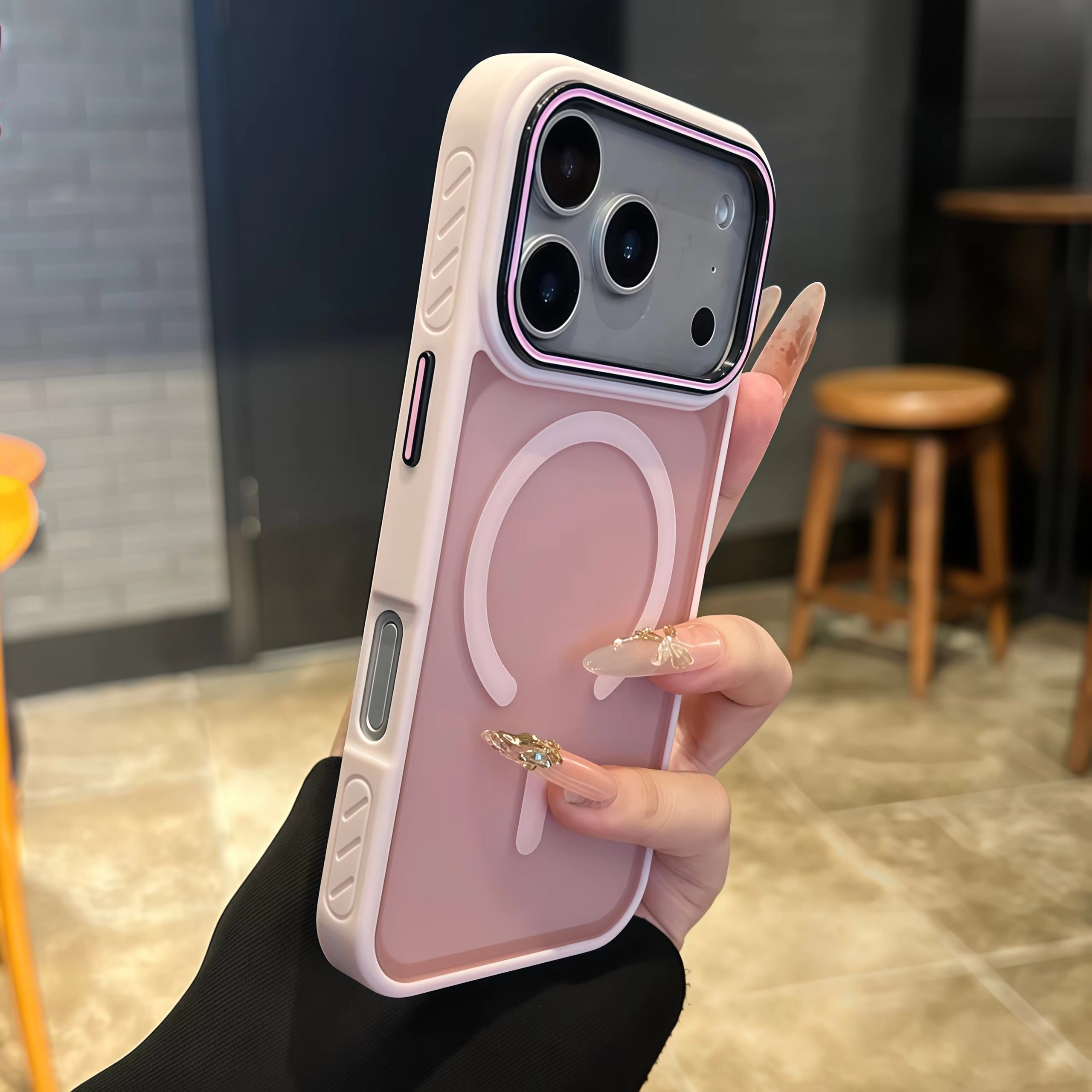 Luxury iPhone Case — Wireless-Charging Matte Magnetic Half-Wrapped TPU Cover with Anti-Fall Shockproof Protection, Anti-Fingerprint, Non-Slip Color-Collision Design