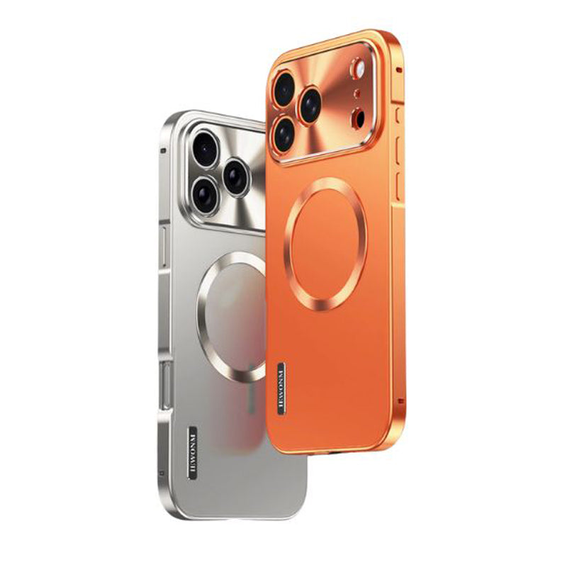 Luxury iPhone Case — All-Aluminum Magnetic Frame with Frosted PC Backplate, Ultra-Thin Shock-Absorbing Protective Design