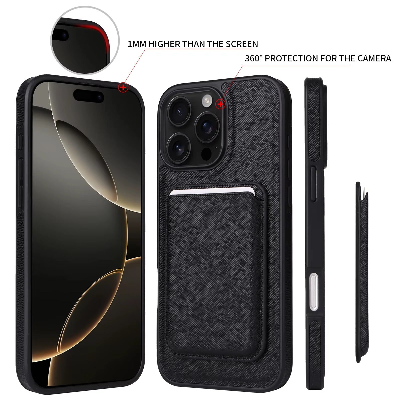 iPhone Case iPhone 17 Pro Max / Black Leather Panel Design NovaXCase