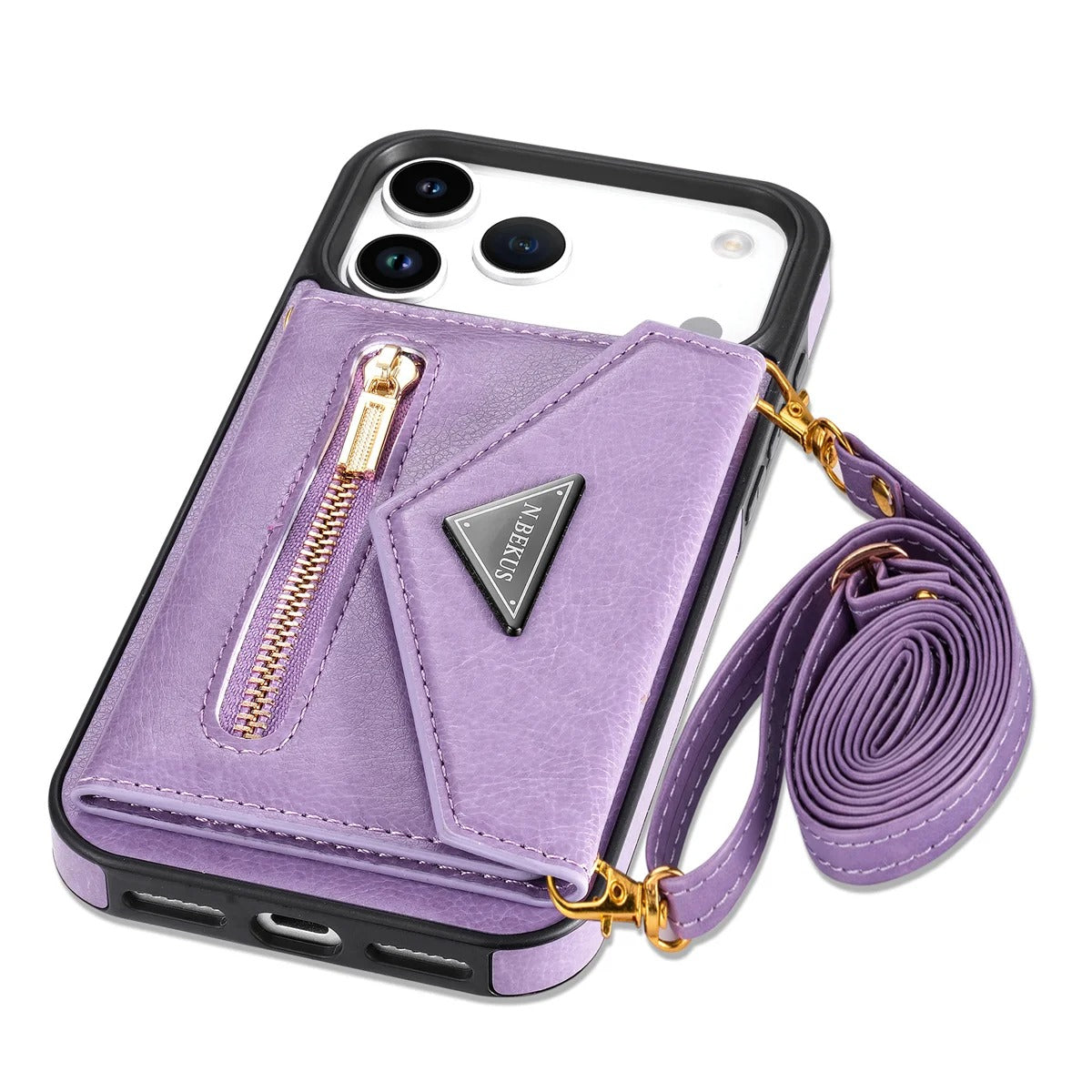 Luxury iPhone Case — Crossbody Wallet with Card Holder and Lanyard Strap, Shockproof Leather Cover, Anti-Fingerprint Full Access Design