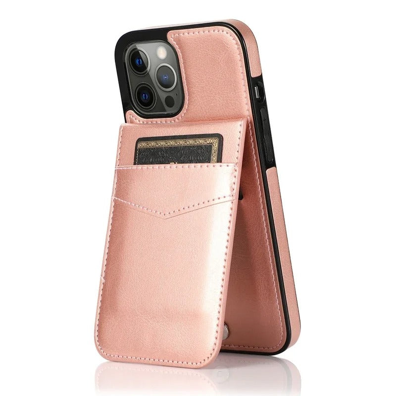 Luxury iPhone Case — Flip Stand Wallet with Card Holder, Retro Leather Cover, Shockproof Anti-Fingerprint Protection, Full Access Design