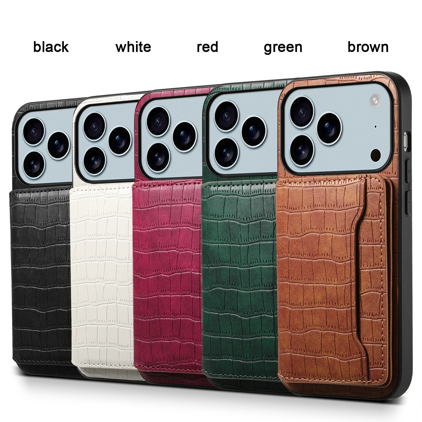 Luxury iPhone Case — Frosted PU Leather Stand Cover with Card Holder, Storage Compartment and Minimal Half-Wrapped Design