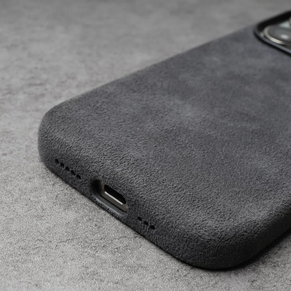 Luxury iPhone Case — MagSafe Suede Leather Cover with Supercar-Inspired Interior Design, Anti-Fingerprint Matte Finish and Non-Slip Protection
