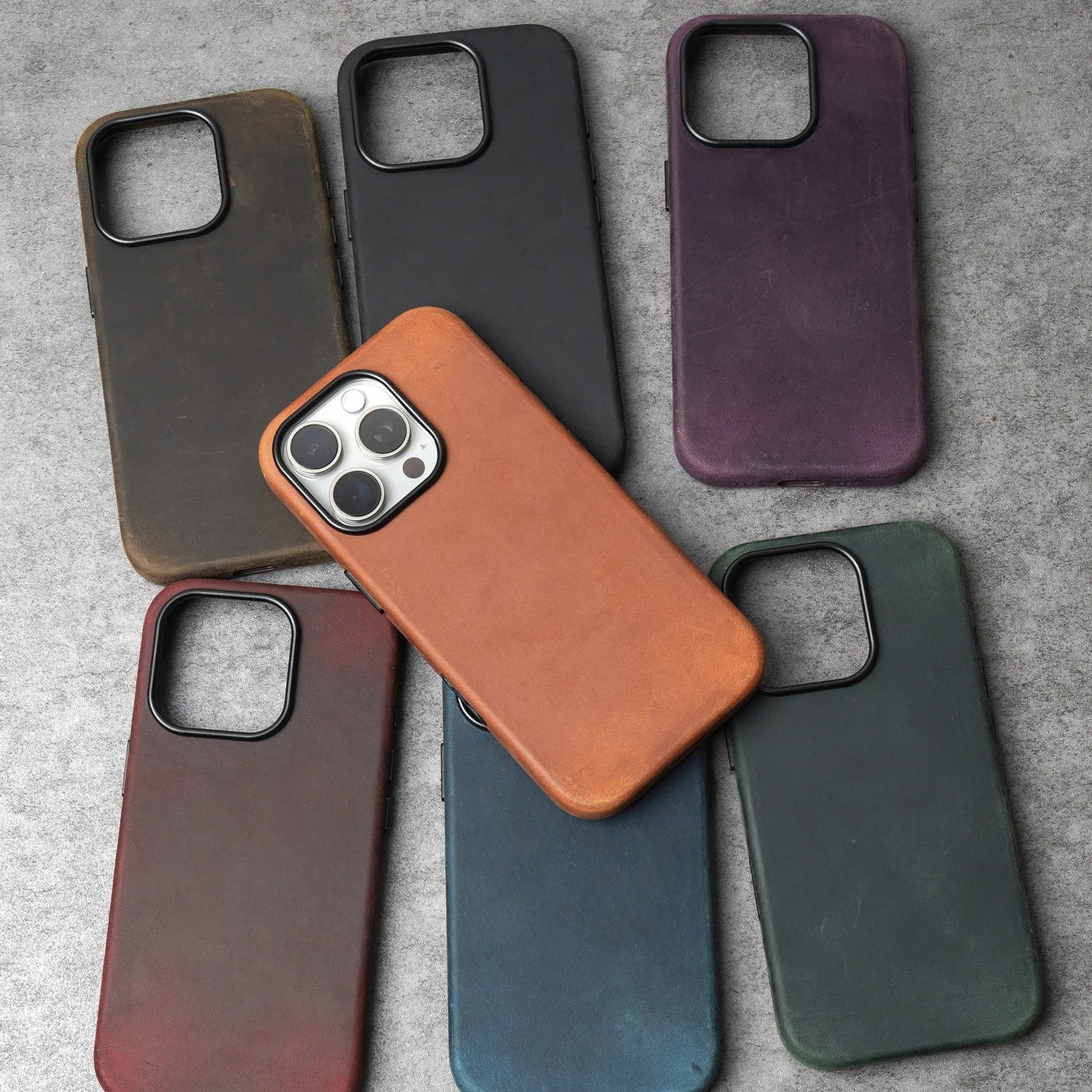 Luxury iPhone Case — Magnetic Crazy Horse Cowhide Leather Cover with Matte Pull-Up Design and Non-Slip Grip