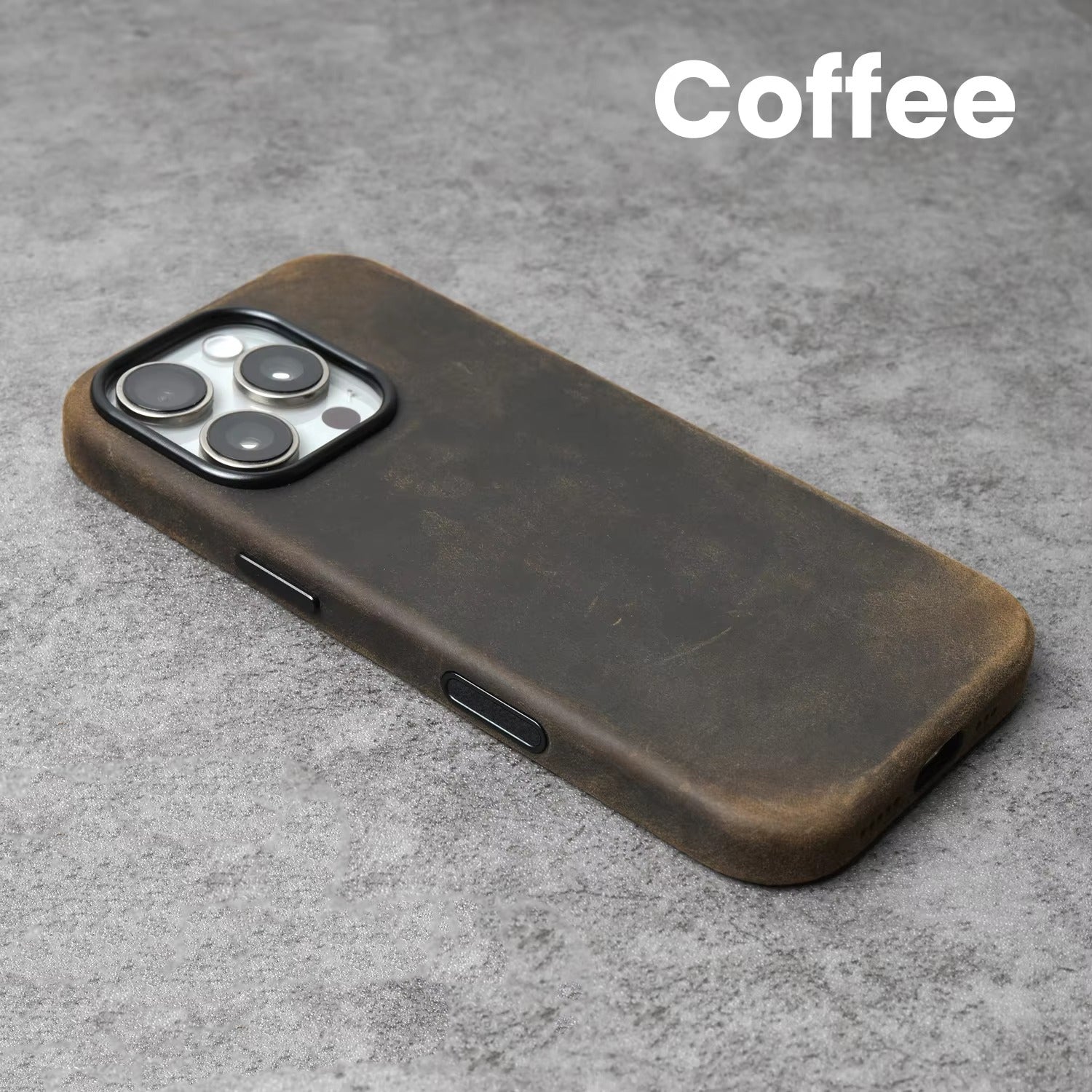 Luxury iPhone Case — Magnetic Crazy Horse Cowhide Leather Cover with Matte Pull-Up Design and Non-Slip Grip