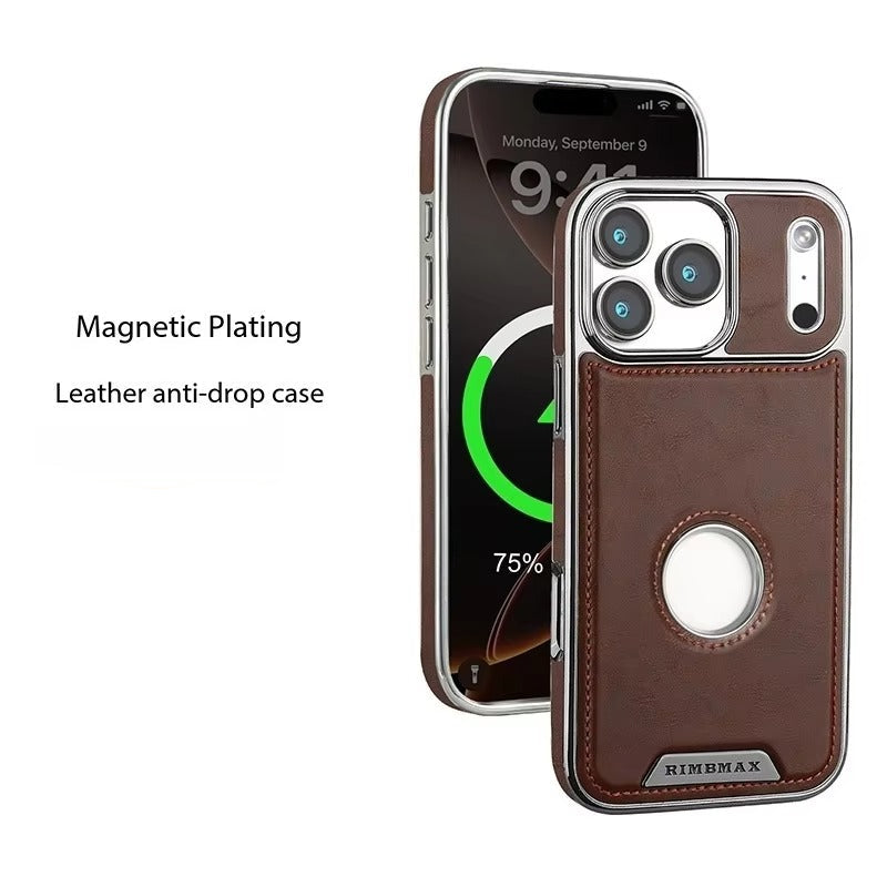 Luxury iPhone Case — Magnetic Leather Hybrid Cover with Wireless-Charging Safe Design, Anti-Fingerprint Anti-Scratch Dustproof Protection and Anti-Drop Build