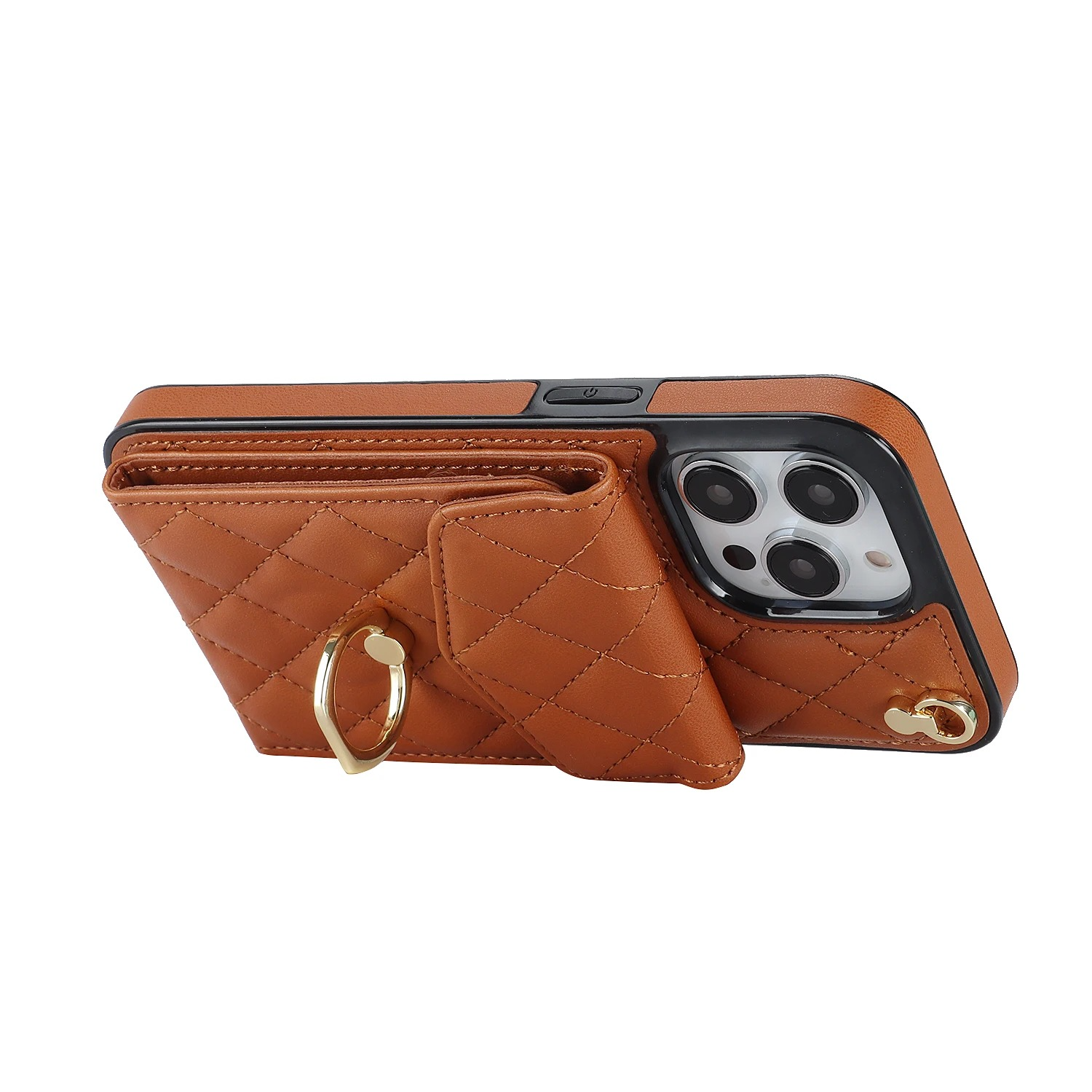 Luxury iPhone Case — PU Leather Crossbody Wallet Cover with Multi Card Slots, Ring Holder Lanyard, Magnetic Closure and Shockproof Anti-Fingerprint Protection