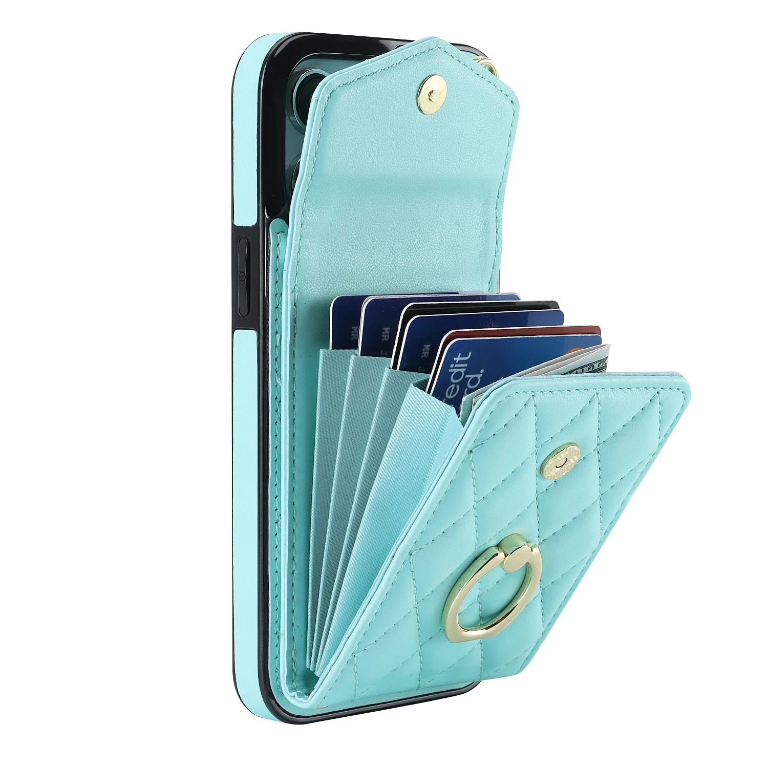 Luxury iPhone Case — PU Leather Crossbody Wallet Cover with Multi Card Slots, Ring Holder Lanyard, Magnetic Closure and Shockproof Anti-Fingerprint Protection
