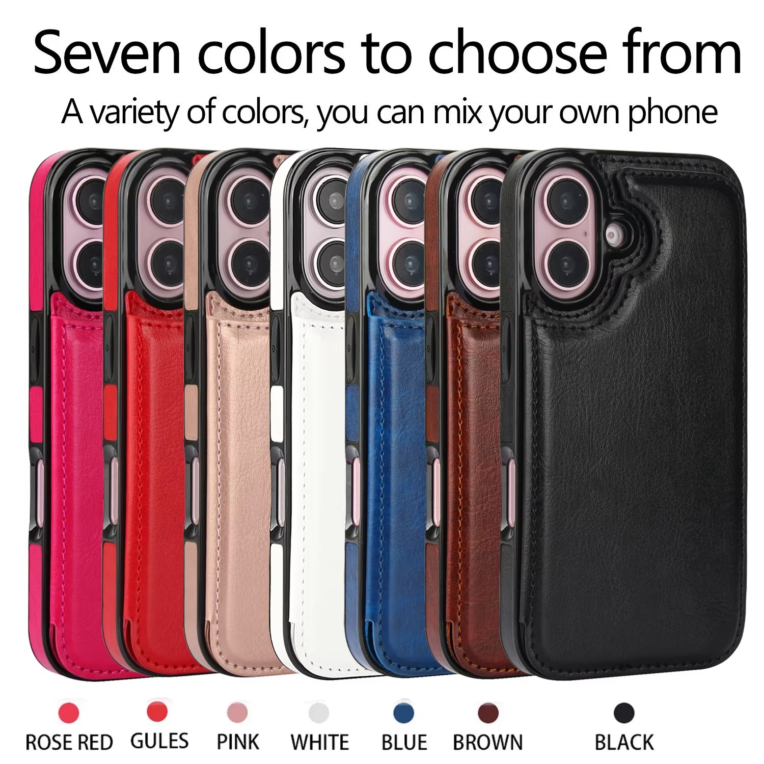 Luxury iPhone Case — PU Leather Flip Wallet Cover with Card Slots, Kickstand Holder, Full-Protection Design and Anti-Fingerprint Finish