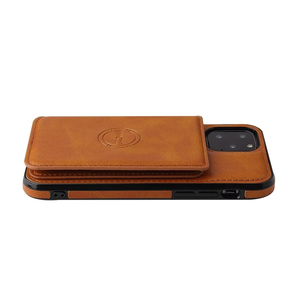 Luxury iPhone Case — PU Leather Flip Wallet with Card Holder, Shockproof Magnetic Car-Mount Ready Design, Full Access Protective Cover