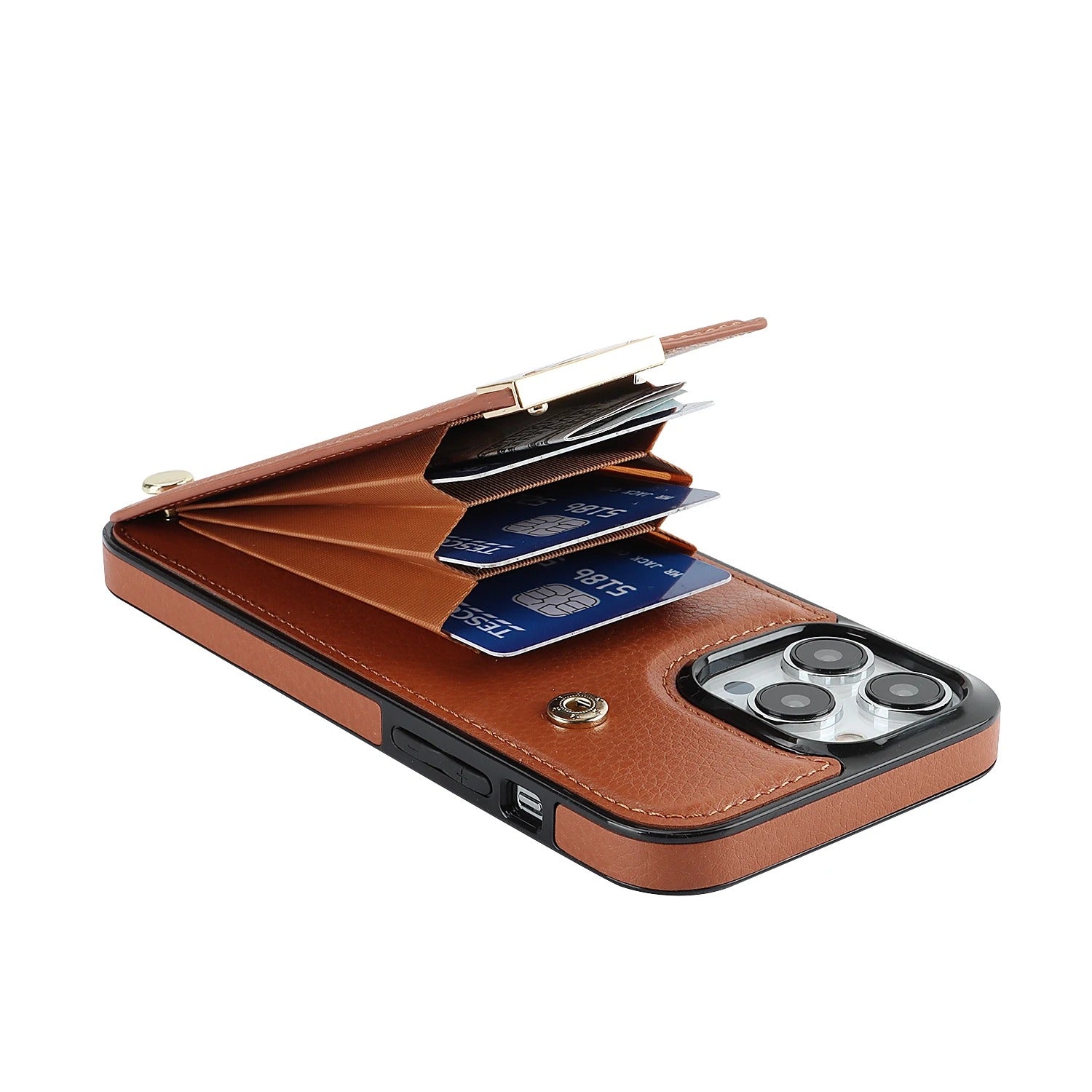 Luxury iPhone Case — PU Leather Wallet Cover with Card Holder Storage, Shockproof Anti-Drop Protection and Sleek Anti-Fingerprint Design