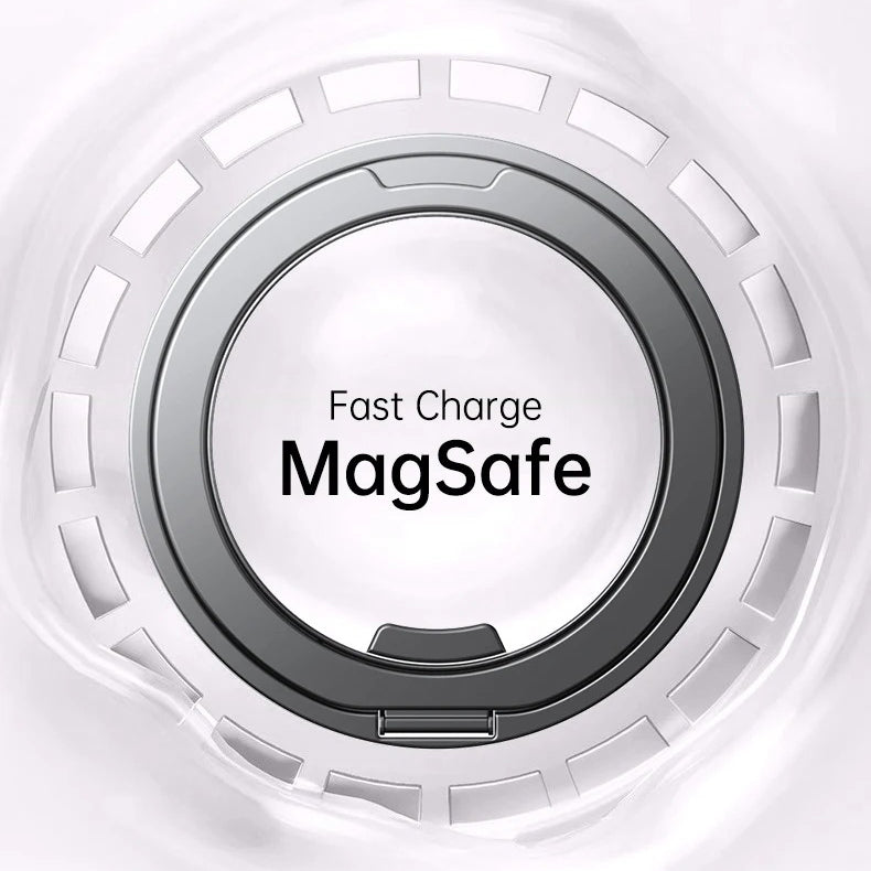 Luxury iPhone Case — Transparent MagSafe Magnetic Cover with 360° Rotating Ring Stand, Shockproof TPU+PC Protection and Kickstand Design