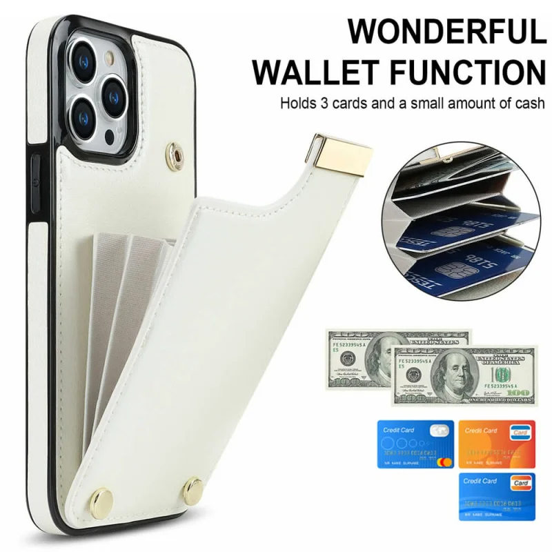 Luxury iPhone Leather Wallet Case with Card Holders — Kickstand Function, Full Body Protective Cover, Shockproof Design, Stylish and Functional Phone Case