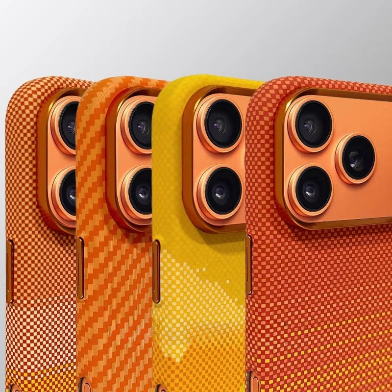 Minimalist iPhone Case — High-End Kevlar Carbon-Fiber Magnetic Cover with Slim Shockproof Design and MagSafe Wireless-Charging Compatibility