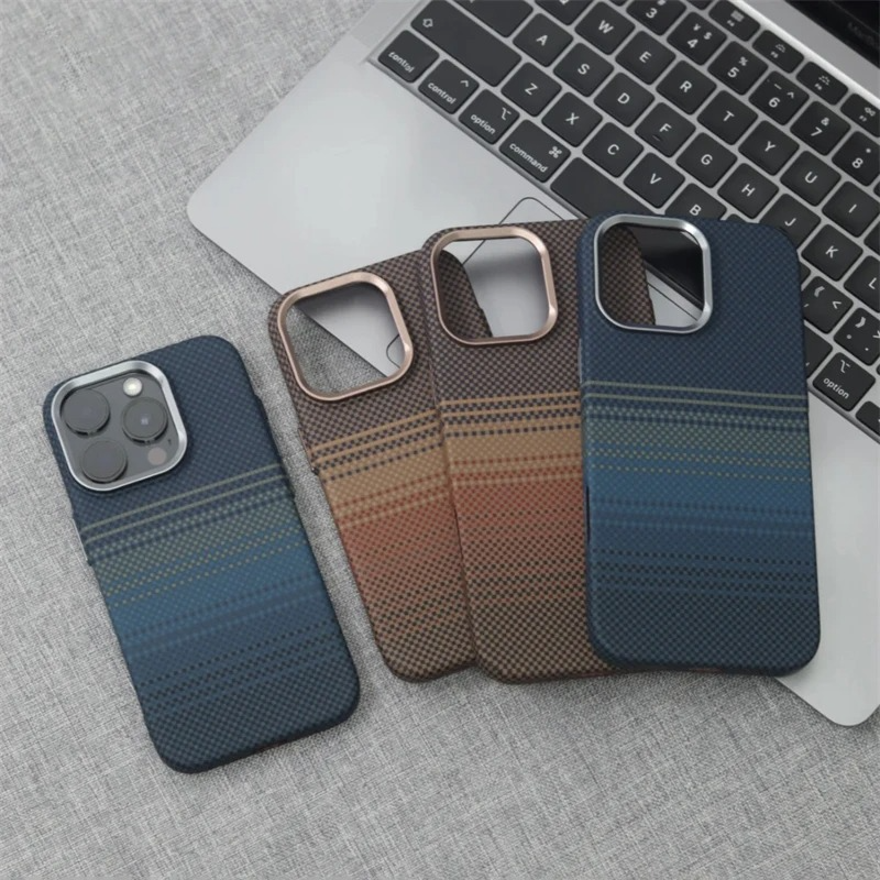 Premium Carbon Fiber Texture iPhone Case — Half-Wrapped MagSafe Compatible, Shockproof, Anti-Fingerprint, Anti-Scratch, Lightweight Wireless Charging Cover