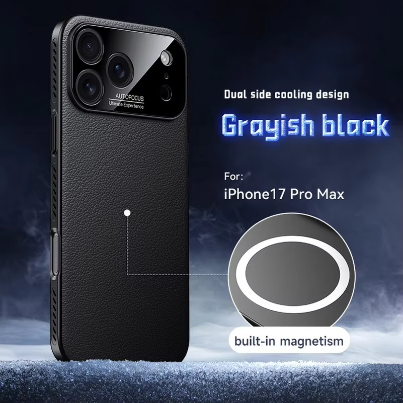 Premium iPhone Case — Magnetic Plain Leather Protective Cover with Strong Built-In Magnets, Heat Dissipation Holes and Anti-Fingerprint Scratch-Resistant Design