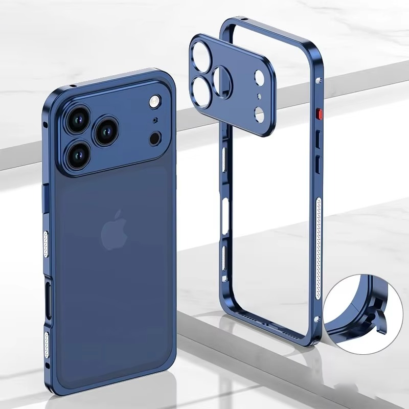 Premium iPhone Case — Aluminum Alloy Frame Cover with Heat-Dissipation Design and Shockproof Durable Metal Protection