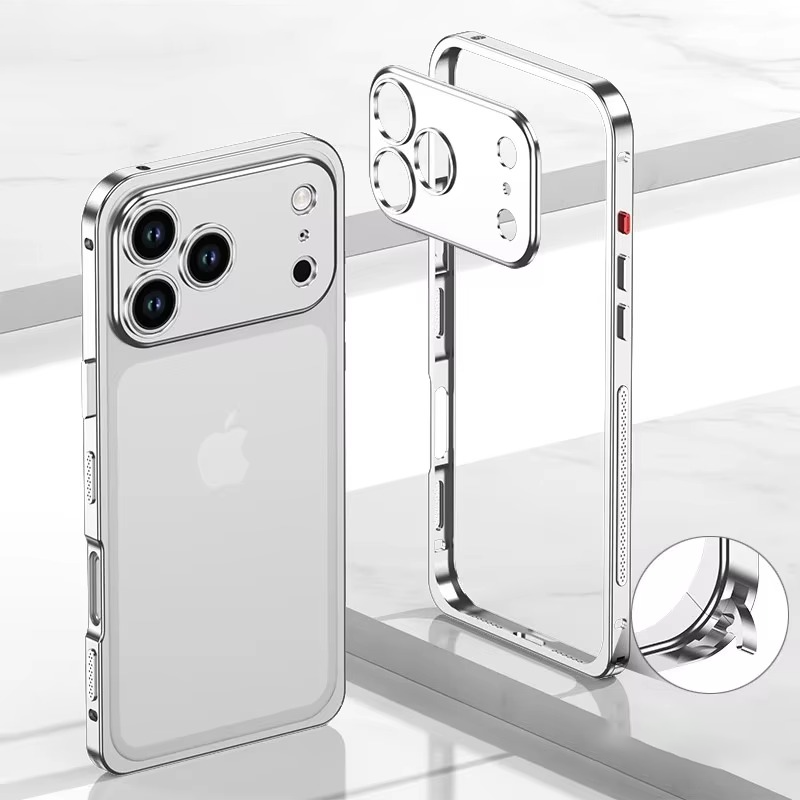 Premium iPhone Case — Aluminum Alloy Frame Cover with Heat-Dissipation Design and Shockproof Durable Metal Protection
