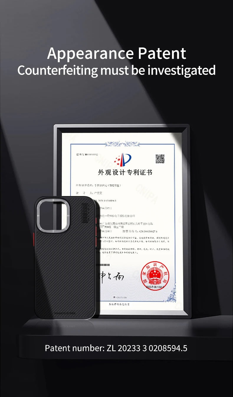 Premium iPhone Case Kevlar Carbon Fiber Cover — Magnetic Wireless Charging Compatible, Shockproof Heavy Duty Protection, Matte Anti-Fingerprint Design