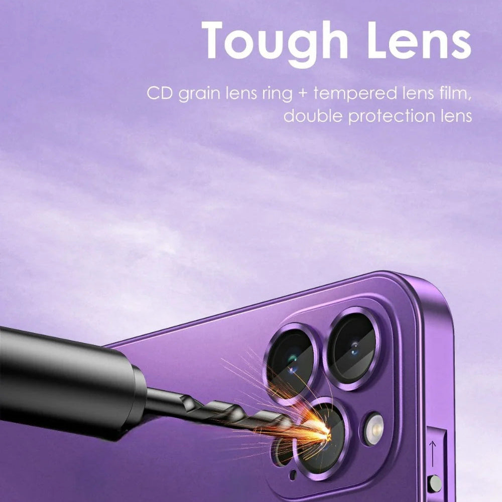 Premium iPhone Case Magnetic Aluminum Alloy Frame — Frosted PC Back Cover, Slim Shockproof Protective Shell, Lightweight Scratch-Resistant Metal Design