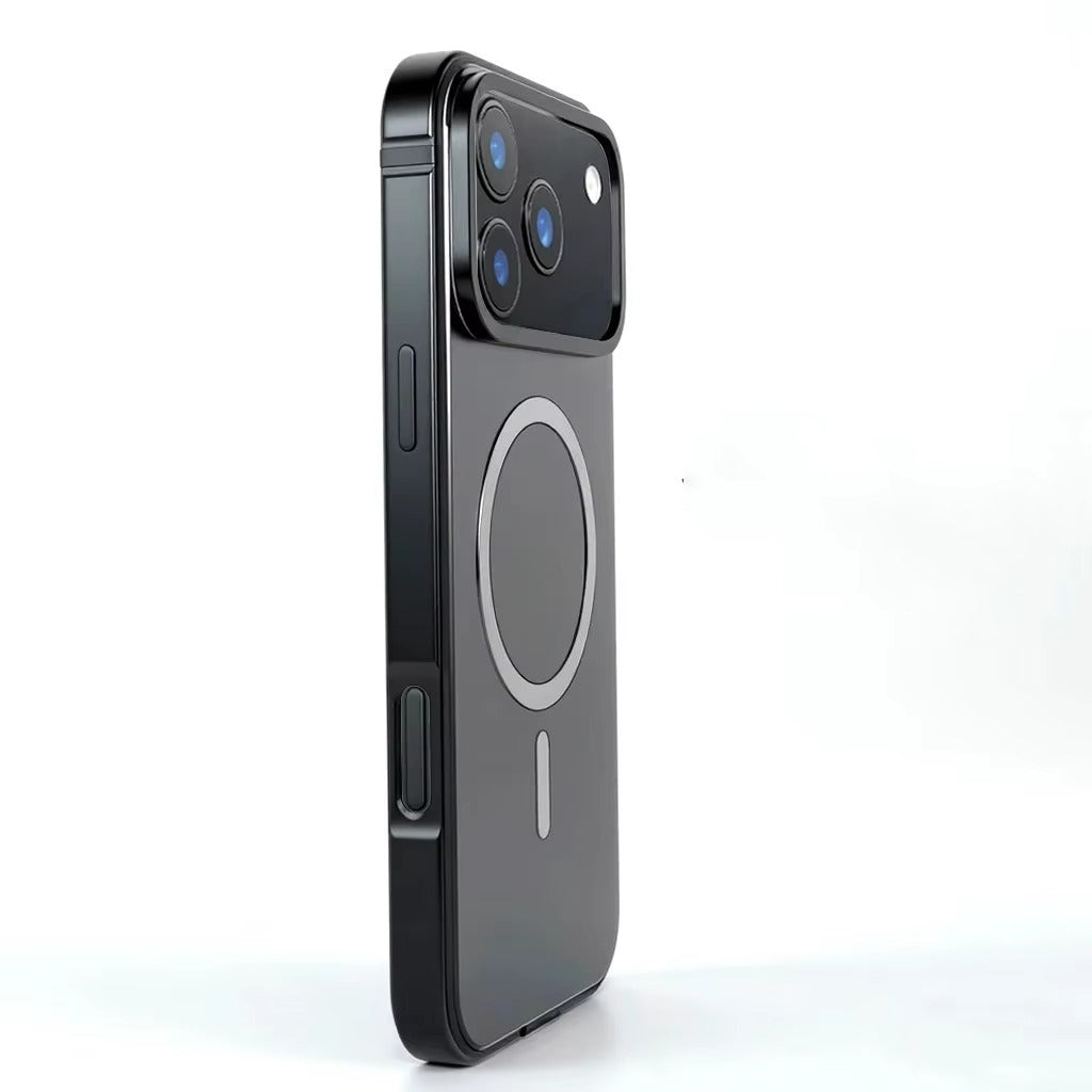 Premium iPhone Case — Orange Aluminum Alloy MagSafe Compatible Hard Shockproof Matte Cover with Magnetic Glass Protection, Anti-Scratch, Lightweight Design