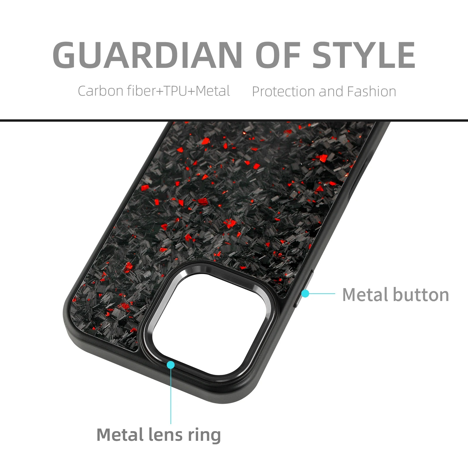 Premium iPhone Case — Real Forged Carbon Fiber MagSafe Cover with Metal Lens & Button Accents, Shockproof Dual-Layer Full-Coverage Lightweight Design