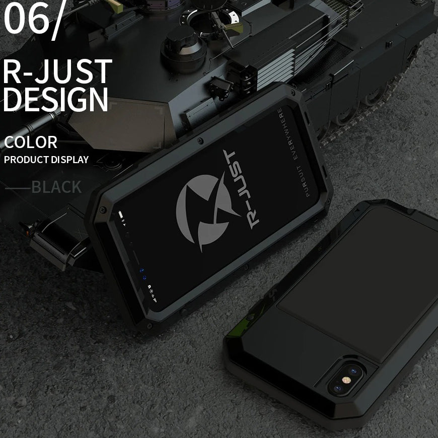 Rugged iPhone Case — Heavy-Duty Aluminum Military Cover with Gorilla Glass Screen Protection, Full-Body Shockproof Dustproof Non-Slip Design