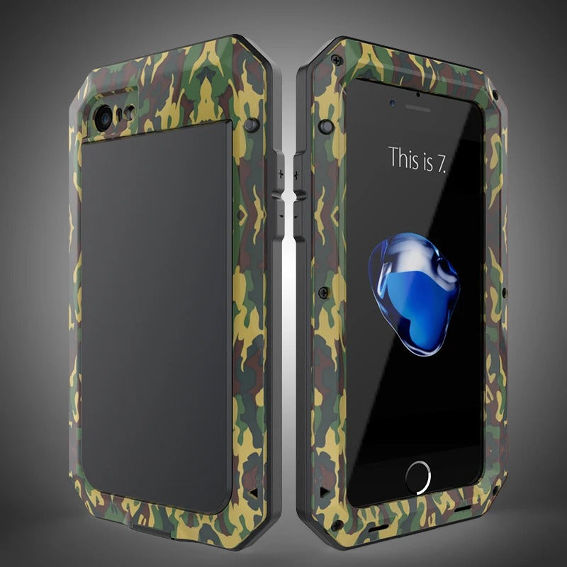 Rugged iPhone Case — Heavy-Duty Aluminum Military Cover with Gorilla Glass Screen Protection, Full-Body Shockproof Dustproof Non-Slip Design