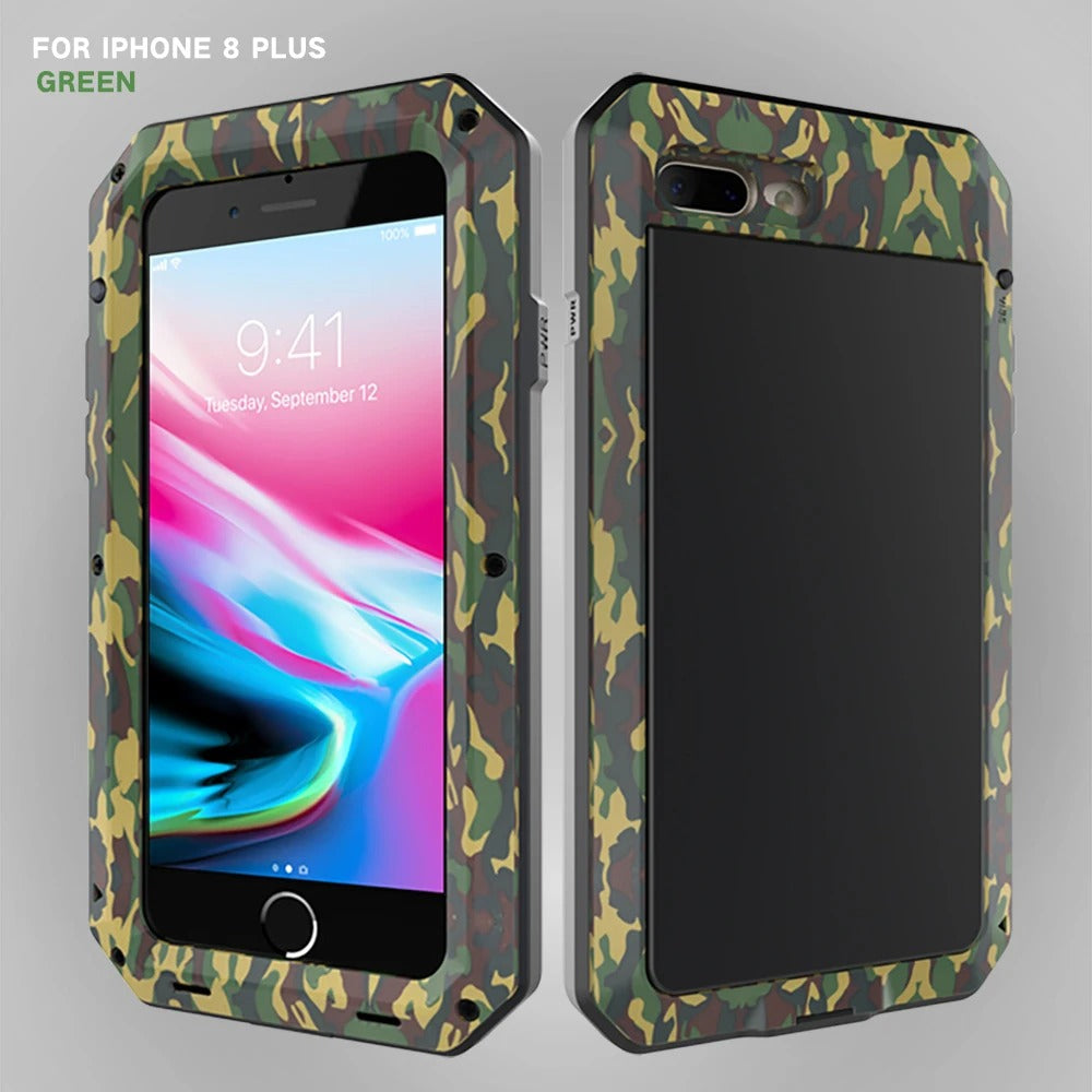 Rugged iPhone Case — Heavy-Duty Aluminum Military Cover with Gorilla Glass Screen Protection, Full-Body Shockproof Dustproof Non-Slip Design