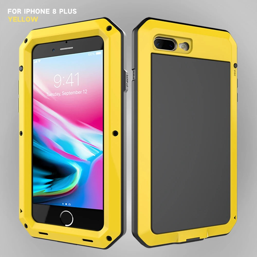 Rugged iPhone Case — Heavy-Duty Aluminum Military Cover with Gorilla Glass Screen Protection, Full-Body Shockproof Dustproof Non-Slip Design