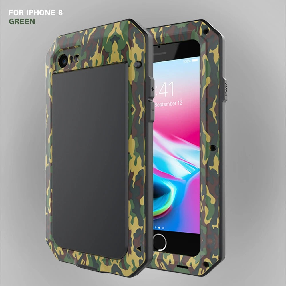 Rugged iPhone Case — Heavy-Duty Aluminum Military Cover with Gorilla Glass Screen Protection, Full-Body Shockproof Dustproof Non-Slip Design