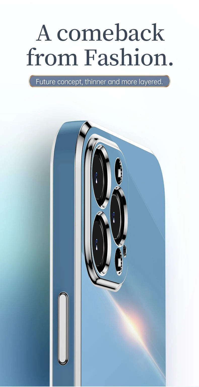 Luxury iPhone Case Solid Color Plating Cover — Soft Silicone Back, Slim Lightweight Design, Anti-Fingerprint Scratch-Resistant Finish, Stylish Minimalist Look