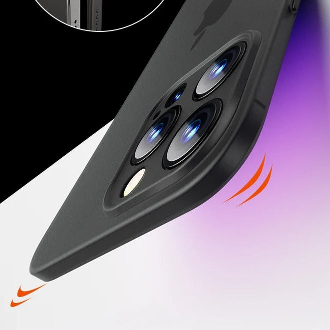 Ultra-Slim iPhone Case — Matte Anti-Glare, Lightweight, Anti-Fingerprint Translucent Half-Wrapped Cover with Clear Soft-Hard Slim PP Back Design