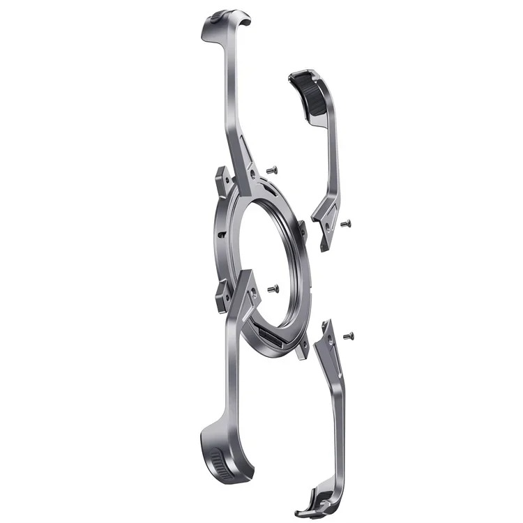 Rugged iPhone Case 360° X-Shaped Mechanical Design — Aluminum Magnetic Frameless Cover with Stand, Noctilucent Finish, Heavy Duty Shockproof Scratch-Resistant Protection