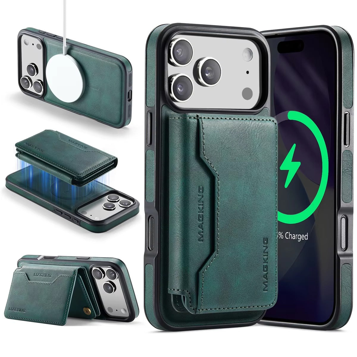 Elite iPhone Detachable Magnetic Leather Wallet Case, MagSafe-Compatible Card Holder with Shock Protection & Scratch Resistance