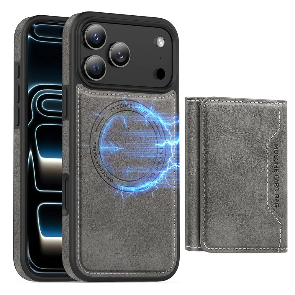 Elite iPhone Magnetic PU Leather Wallet Case, MagSafe-Compatible Card Holder with Shock Protection & Secure Storage
