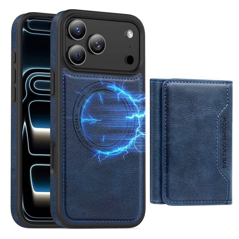 Elite iPhone Magnetic PU Leather Wallet Case, MagSafe-Compatible Card Holder with Shock Protection & Secure Storage