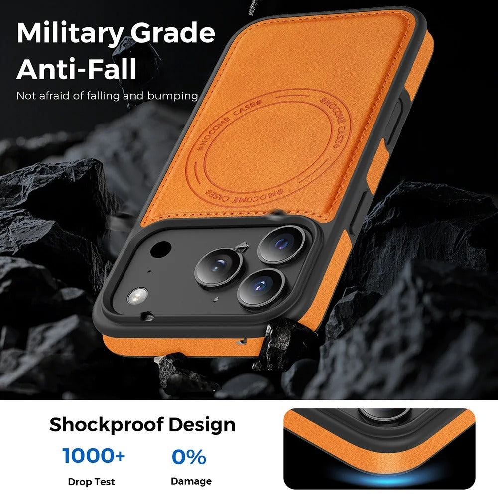 Elite iPhone Magnetic RFID Leather Wallet Case, MagSafe-Compatible Card Holder with Shock Protection & Secure Storage