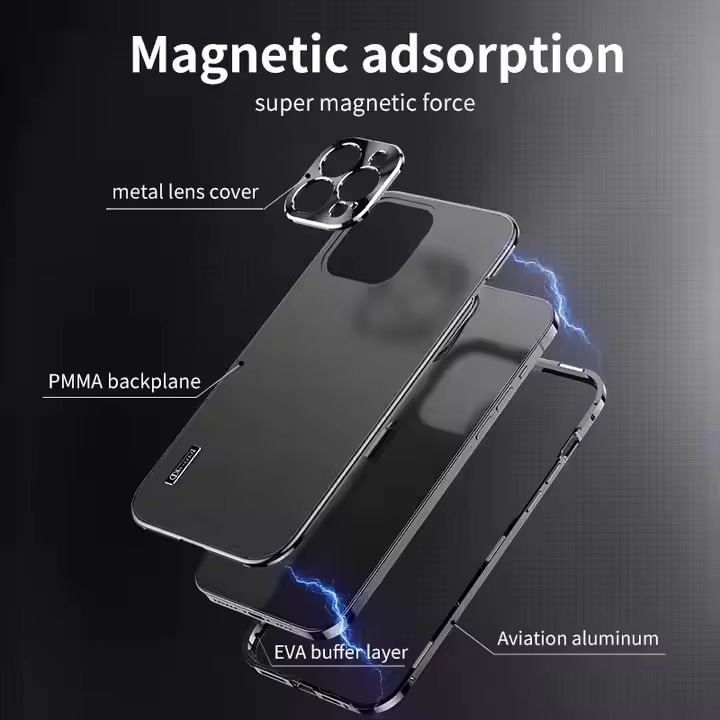 High-Quality iPhone Case — Magnetic, Anti-Scratch, Dustproof, Matte Anti-Glare Full-Coverage Protective Shell with Durable Metal Anti-Drop Design