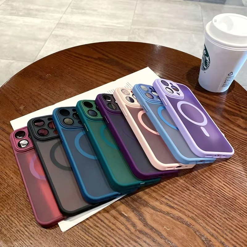 Luxury Armor Magnetic Matte iPhone Case — Translucent Shockproof Cover with Anti-Fingerprint, Anti-Scratch, Dustproof, Non-Slip, Wireless Charging Compatible