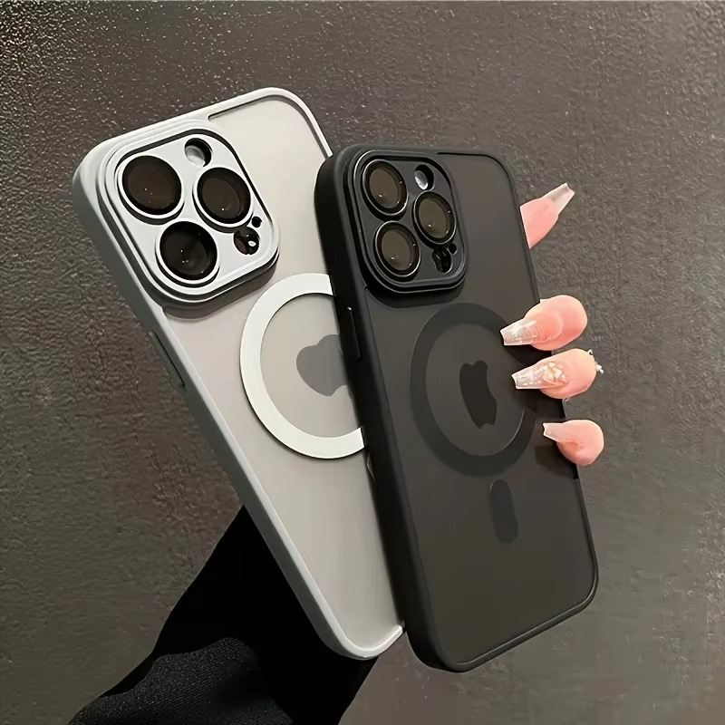 Luxury Armor Magnetic Matte iPhone Case — Translucent Shockproof Cover with Anti-Fingerprint, Anti-Scratch, Dustproof, Non-Slip, Wireless Charging Compatible