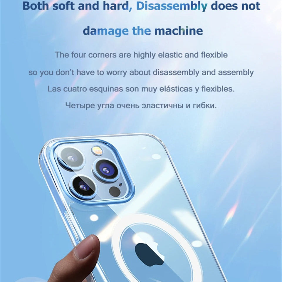 Luxury iPhone Case — MagSafe Clear Shockproof Acrylic Cover with Anti-Fingerprint Anti-Scratch Slim Transparent Design